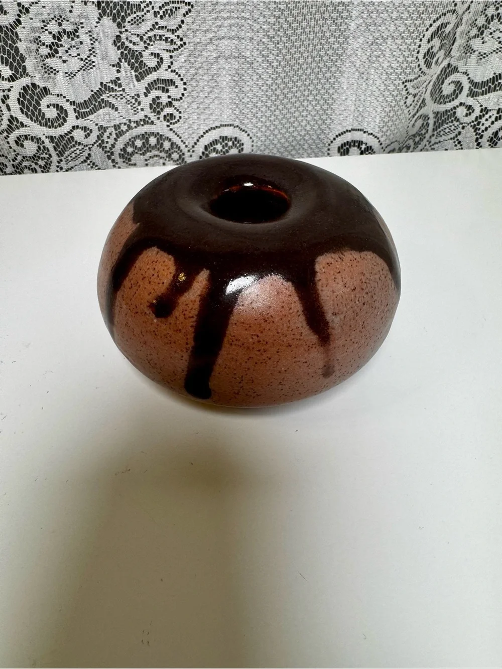 Handcrafted Brown Ceramic Weed Pot Drip-Glaze Vase - Minimal Home Accents